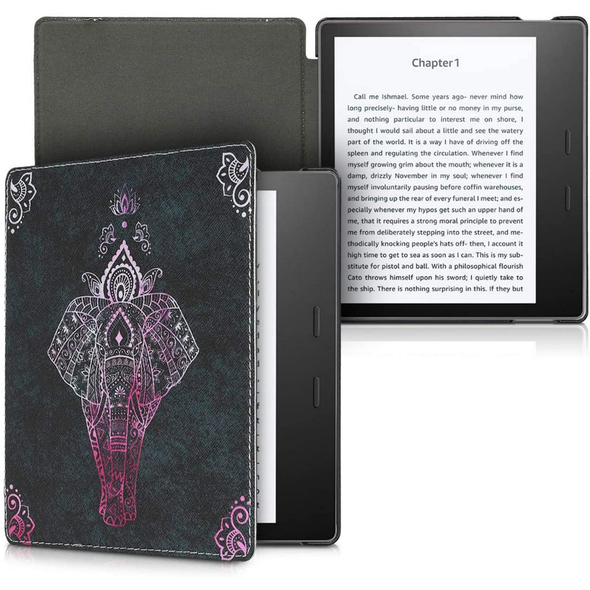 kwmobile Case for Kindle Paperwhite 10. Gen - 2018 PU Nubuck Leather Protective e-Reader Flip Case Cover Waves Grey